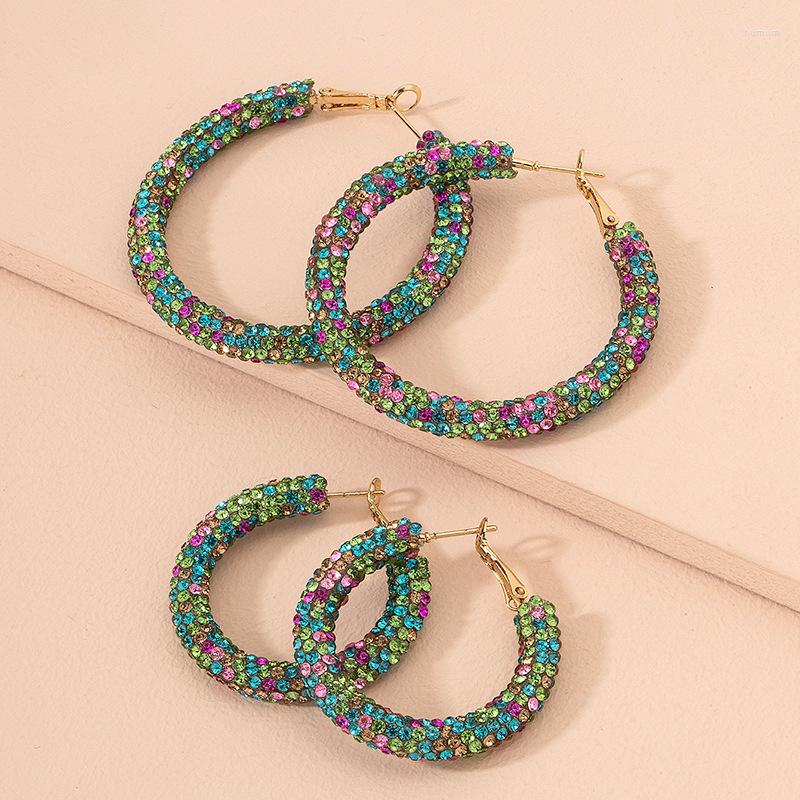 

Hoop Earrings European And American Multicolor Geometric Circle Shiny For Women Retro Big Jewelry
