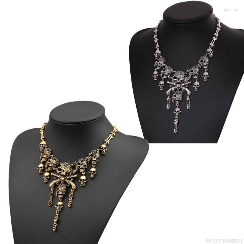 

Choker Punk Gothic Skull Tassel Bone Chain Necklace Halloween Bib Collar Jewelry Statement Dropship