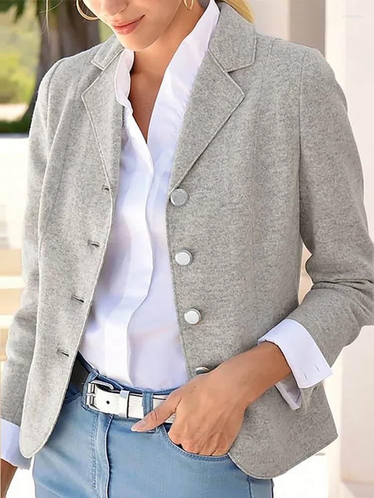 

Women' Suits Celmia 2022 Autumn Casual Blazer Woolen Fashion Long Sleeve Streetwear Femme Solid Color Women Formal Suit Coats, Black