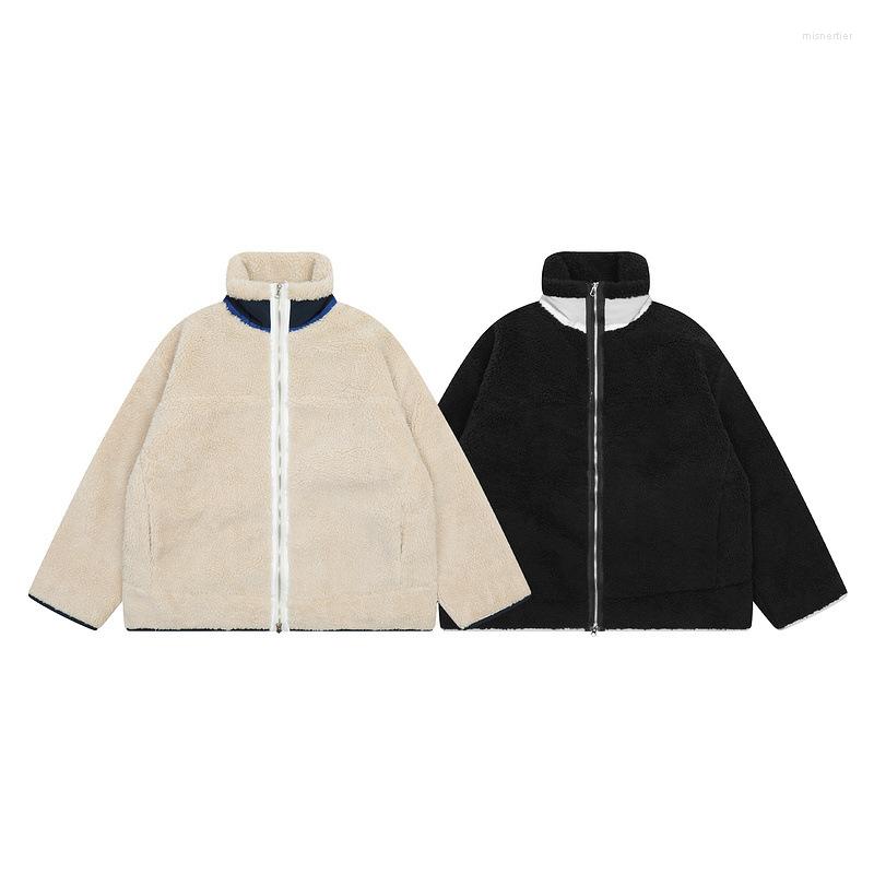 

Men's Jackets Winter Men Lamb Velvet Warm Jacket Casual Plus Polar Fleece Hip Hop Tooling Korean Y2K Streetwear Men's, Black
