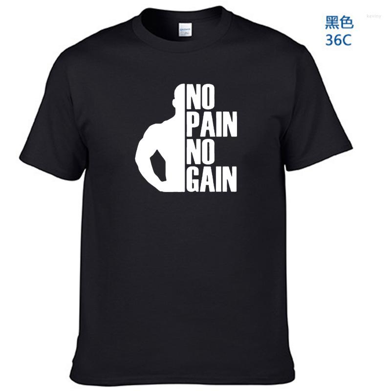 

Men's T Shirts Cotton No Pain Gain Print Men Tshirt Casual O-neck Shirt Cool Mens Tee, Green-w