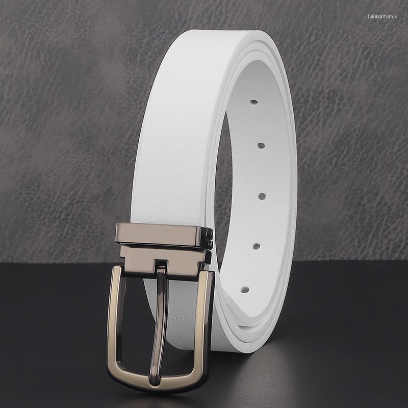 

Belts Fashion Pin Buckle White 2.8cm Men Genuine Leather High Quality Waistband Casual Cowhide Waist Strap