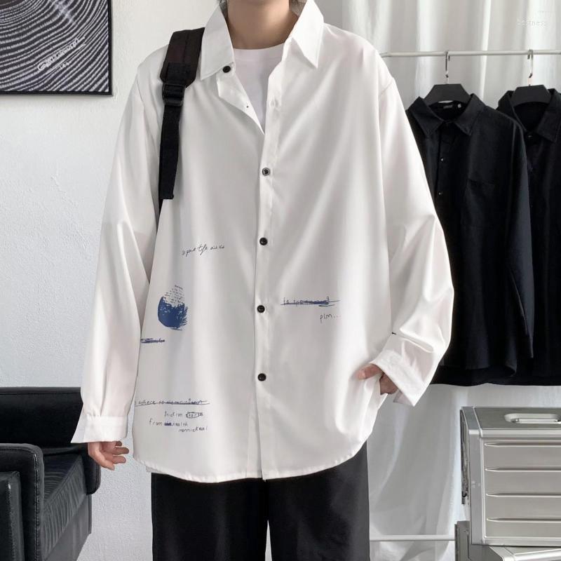 

Men's Casual Shirts Men's Men Long Sleeve Autumn Winter Printed Korean Fashion Tops Oversize Blouse Solid Cardigan Coat Camisa, White