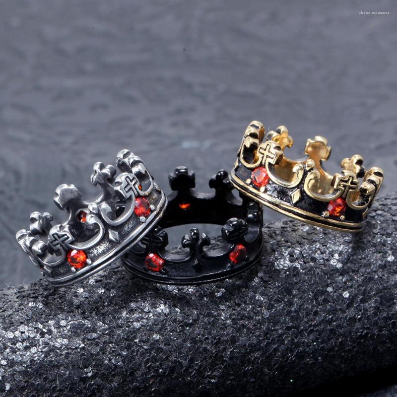

Cluster Rings Stainless Steel Royal Crown Black Gold Rhinestone Man Creativity Simple For Male Boyfriend Fashion Jewelry Gift Wholesale