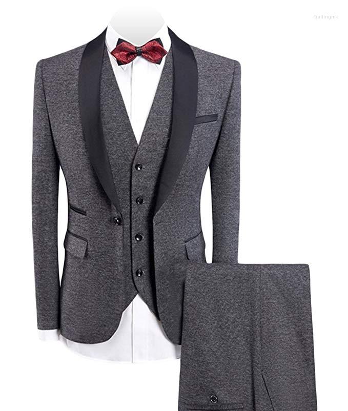 

Men's Suits Men's 3-Pieces Suit Shawl Lapel One Button Blazer Vested Dress Set Goom Wedding Fashion Custom Prom Terno Masculino, Purple