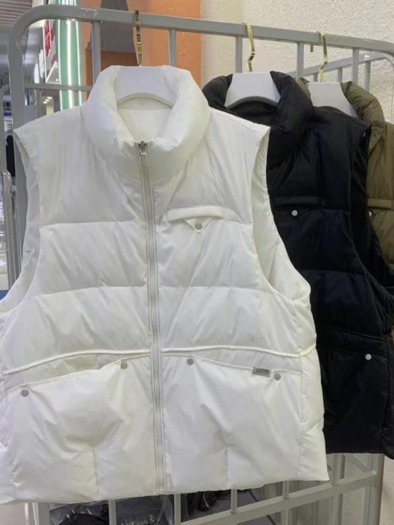 

Women' Down 2022 Warm Jacket Vest Short Casual Stand Collar Solid Color Rivet Loose All-match Outwear Women, Black
