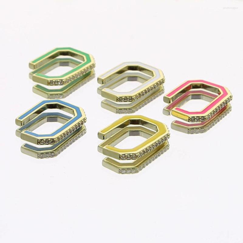 

Backs Earrings Neon Enamel Candy Colorful Fashion Women Jewelry No Pierced Rectangle Cz Ear Cuff Earring