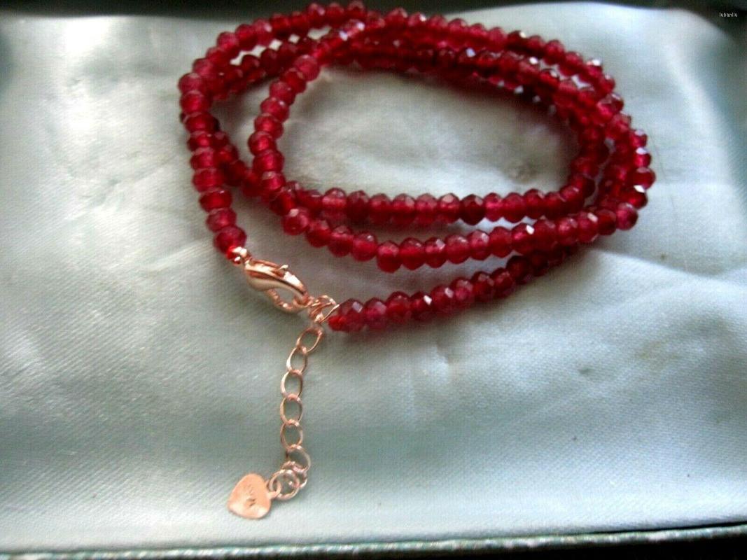 

Chains Beautiful 4mm Faceted Natural Garnet Necklace 18 - 20 Inches