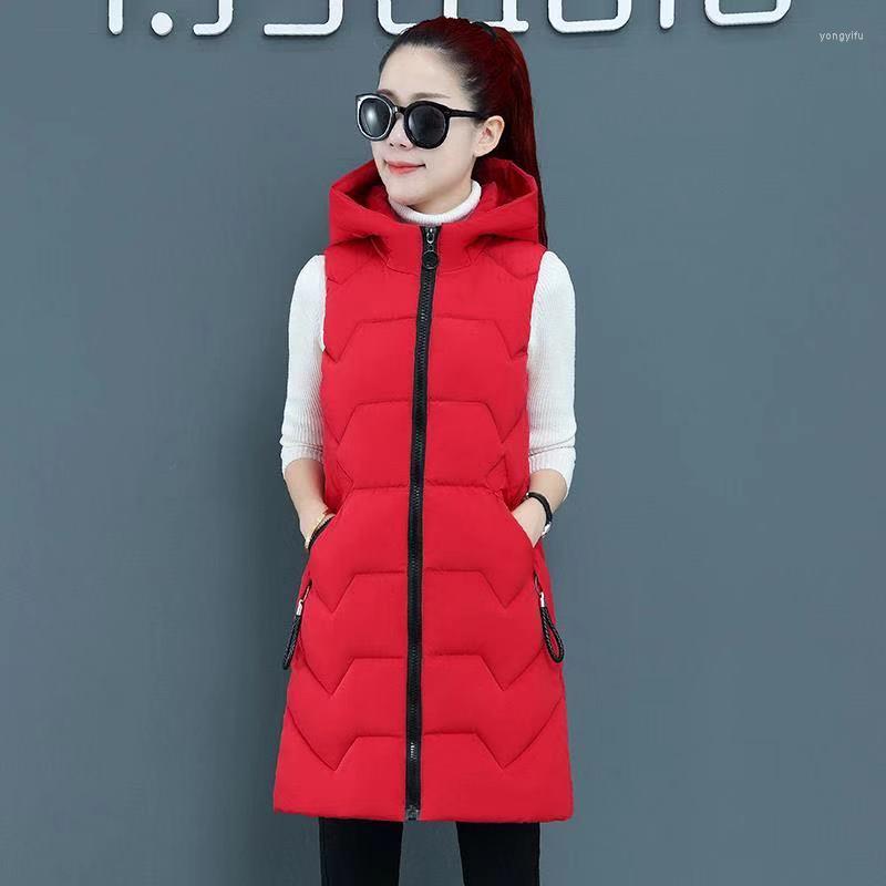 

Women's Trench Coats YYCZF Autumn Winter Cotton Vest Thick Women Ladies Casual Waistcoat Female Sleeveless Long Jacket Slim Warm Puffer Coat, Black