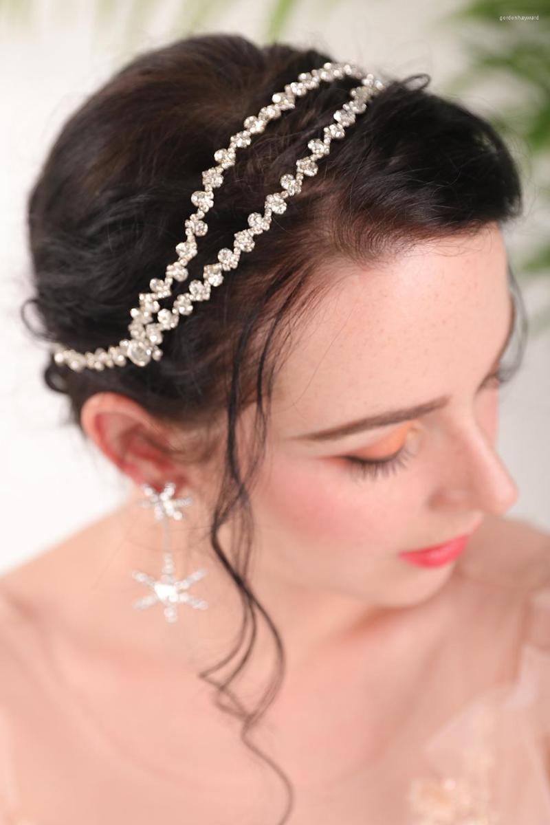 

Headpieces Shiny Rhinestones Wedding Accessories Decoration Silver Elegant Bride Hat Set Wearing A Headband Party For Women
