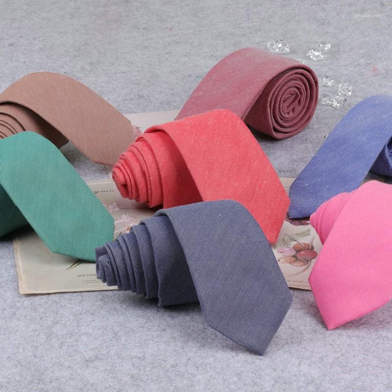 

Bow Ties Fashion For Men Cotton Linen Narrow Tie Skinny Cravat Neckties Party Solid Casual Neck Neckwear Accessories