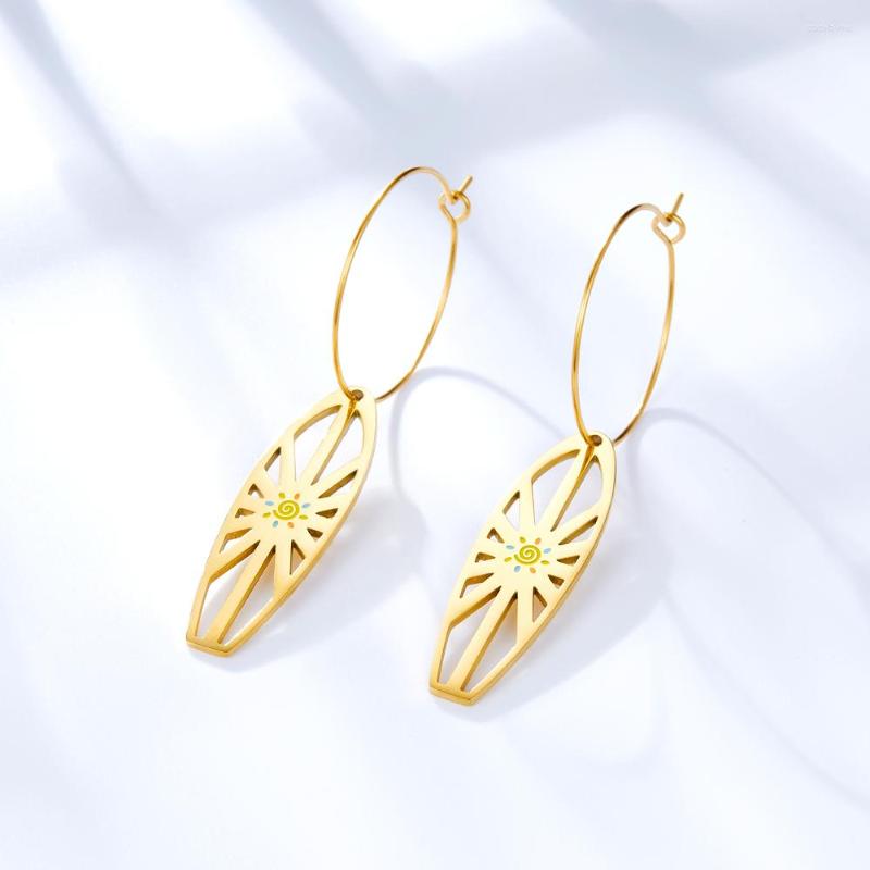 

Hoop Earrings 2022 Fashion Design For Women Gold Circle Oval Shape Sun Pendant Friends Party Jewelry Gifts