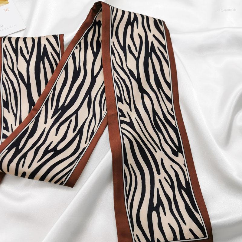 

Headpieces Elegant Silk Scarf For Women Printed Handle Bag Ribbons Fashion Hairbands Headband Small Long Skinny Scarves 9 98cm