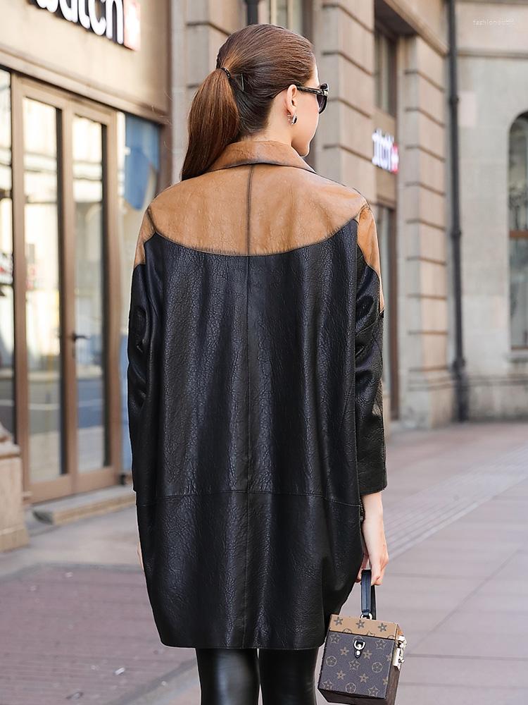 

Women' Leather Spring Autumn Real Coats And Jackets Women Elegant Sheepskin Jacket 2022 Cuero Genuino OBZ2287 Pph428, Blue