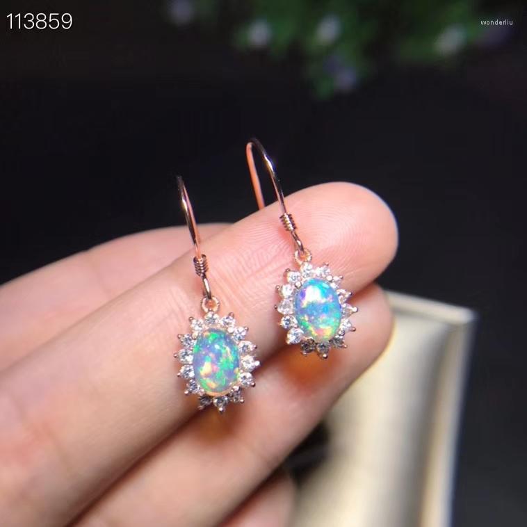 

Dangle Earrings Water Drop Style Opal With Silver Hook For Women Fine Jewelry Fireworks Shiny Natural Gem 925 Birthstone Gift