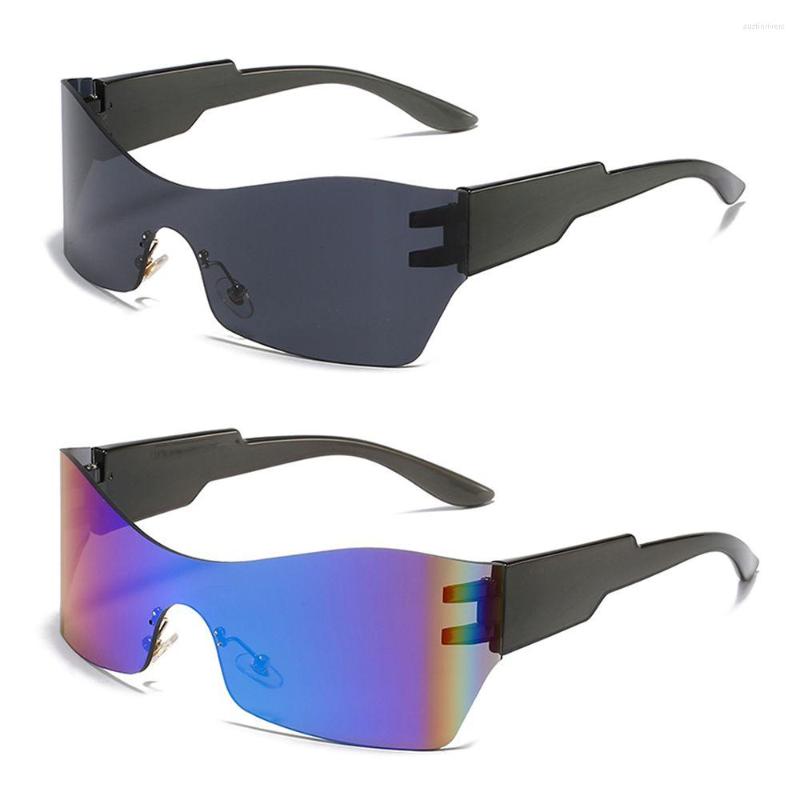 

Sunglasses UV400 Rimless Cycling Eyewear Futuristic Wrap Around Punk Goggles Y2K Sun Glasses