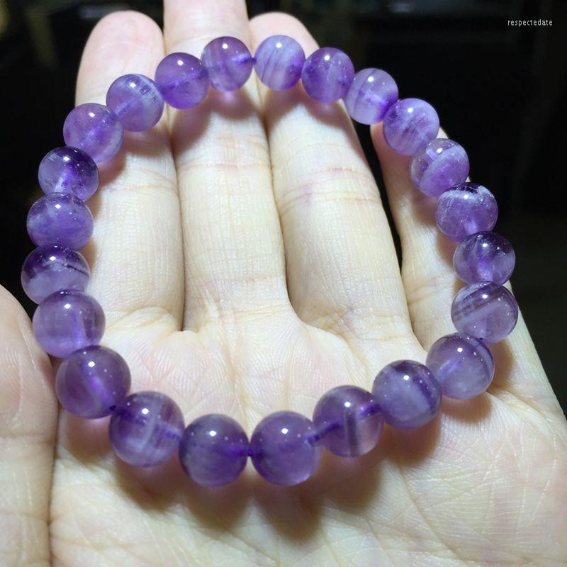 

Strand 8mm Natural Purple Crystal Violet Pyramid Round Beads Bracelet