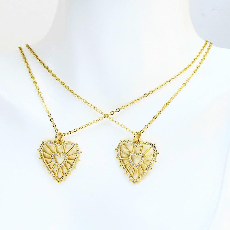 

Chains 10 Pcs Fashion Heart Pendant Necklace 18k Gold Plated Jewelry Women Gift 52281
