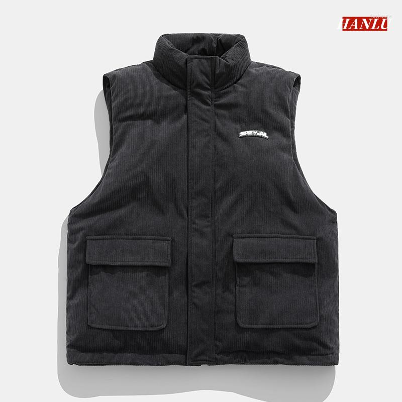 

Men's Vests 2022 Winter Men Coats Corduroy Cotton Clothes Work Men's Vintage Turtleneck Cargo Vest Male Coat Sleeveless Jackets