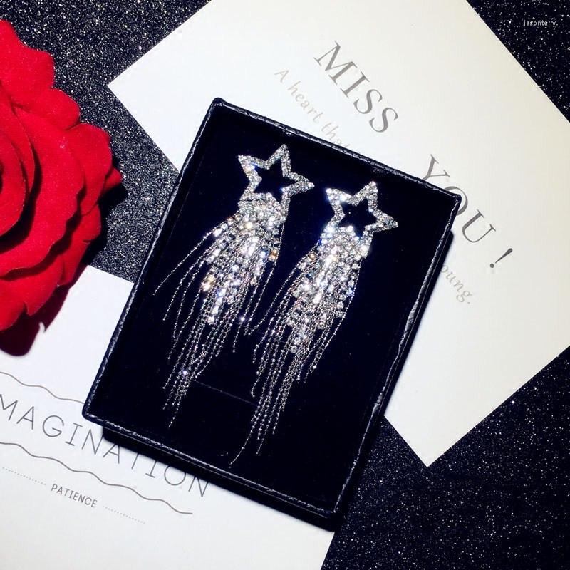 

Dangle Earrings Star Drop For Women S925 Sterling Needles Long Tassels Cubic Zirconia Earring Fine Jewelry Luxury Brincos