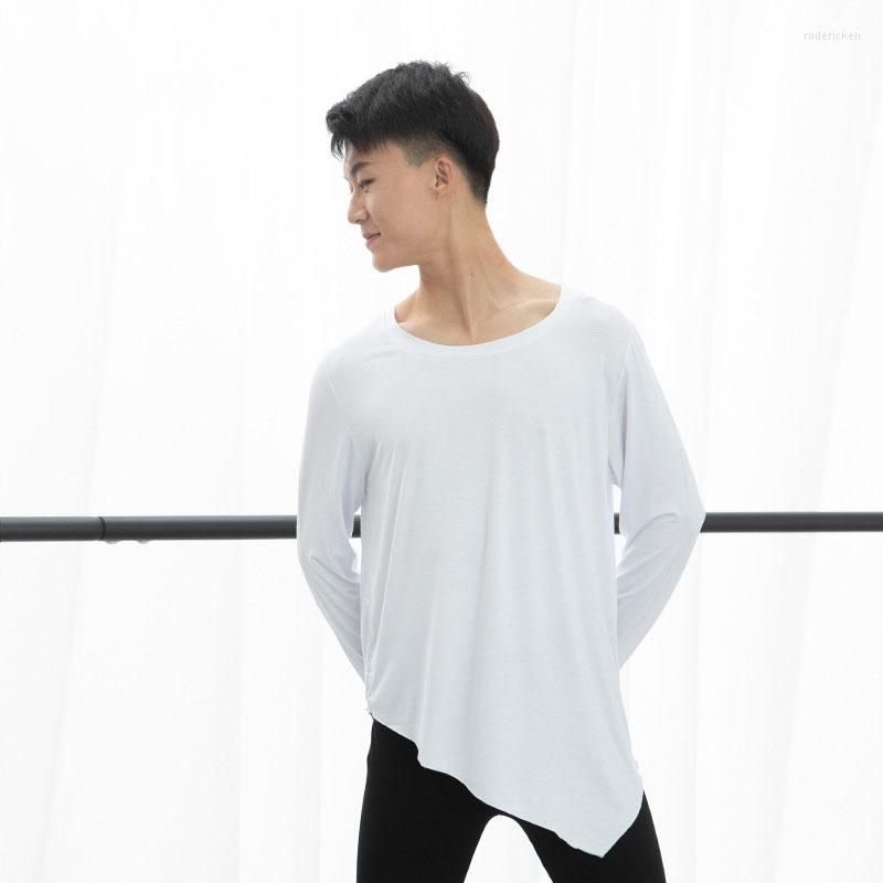 

Stage Wear Front Irregular Man Tops Latin Dance Modern Loose Male Teacher, Black