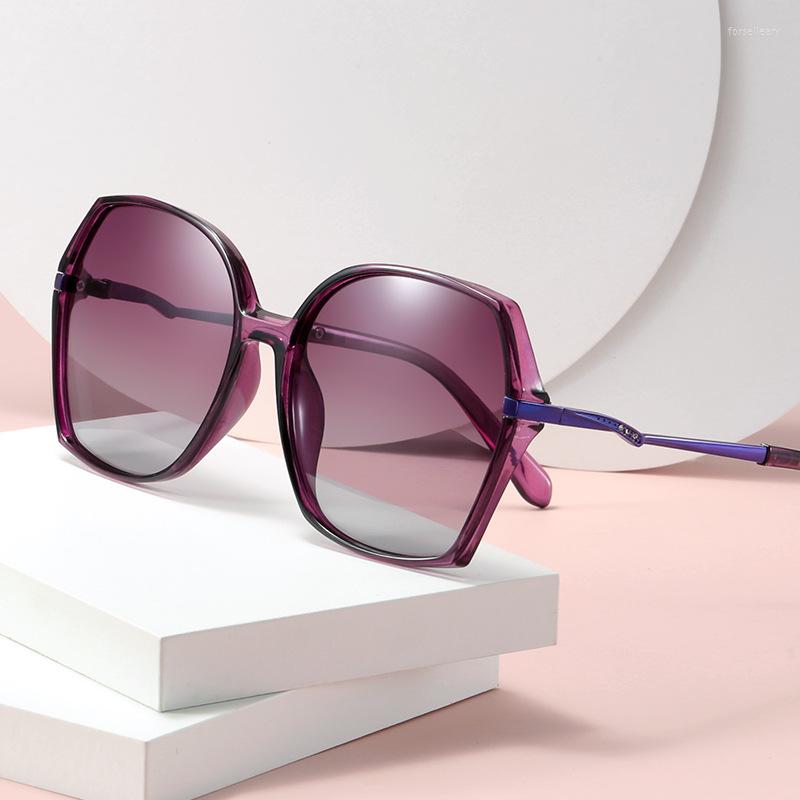 

Sunglasses Oversized Square Polarized Women's Big Frame Rimless Sun Glasses Ladies Purple Gradient Driving