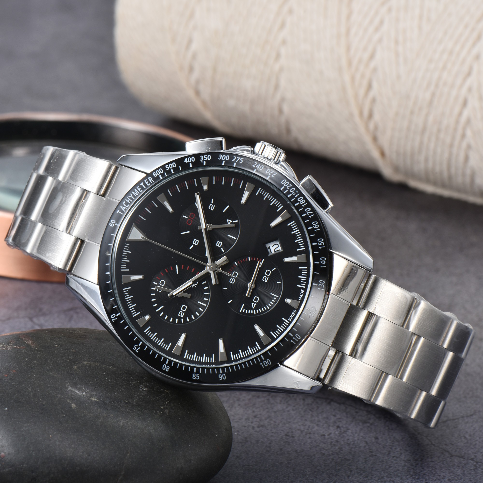 

Luxury quartz watch multi-functional fashion generous personality watch fine steel watchband men's watch