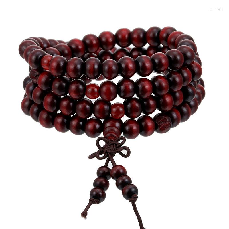 

Strand 1Pcs 8mm Natural Sandalwood Buddhist Buddha Meditation Wood Prayer Bead Mala Bracelet Bangles Women Men Jewelry 108 Beads Bijoux