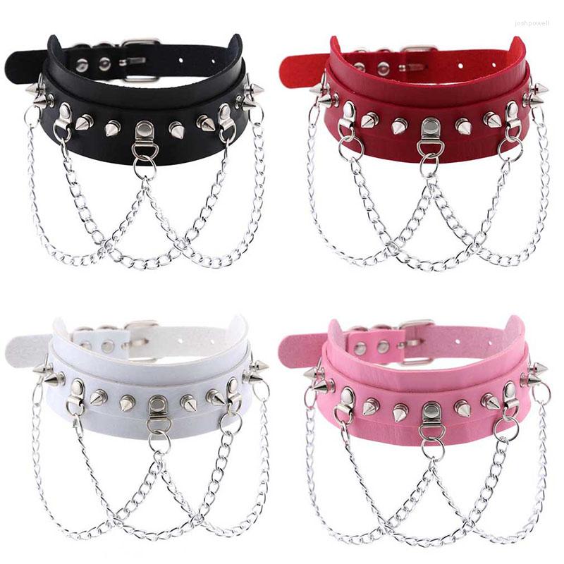 

Choker Gothic PU Leather Necklace For Women Harajuku Punk Rock Metal Chain Rivets Collars Girls Party Club Sexy Accessories