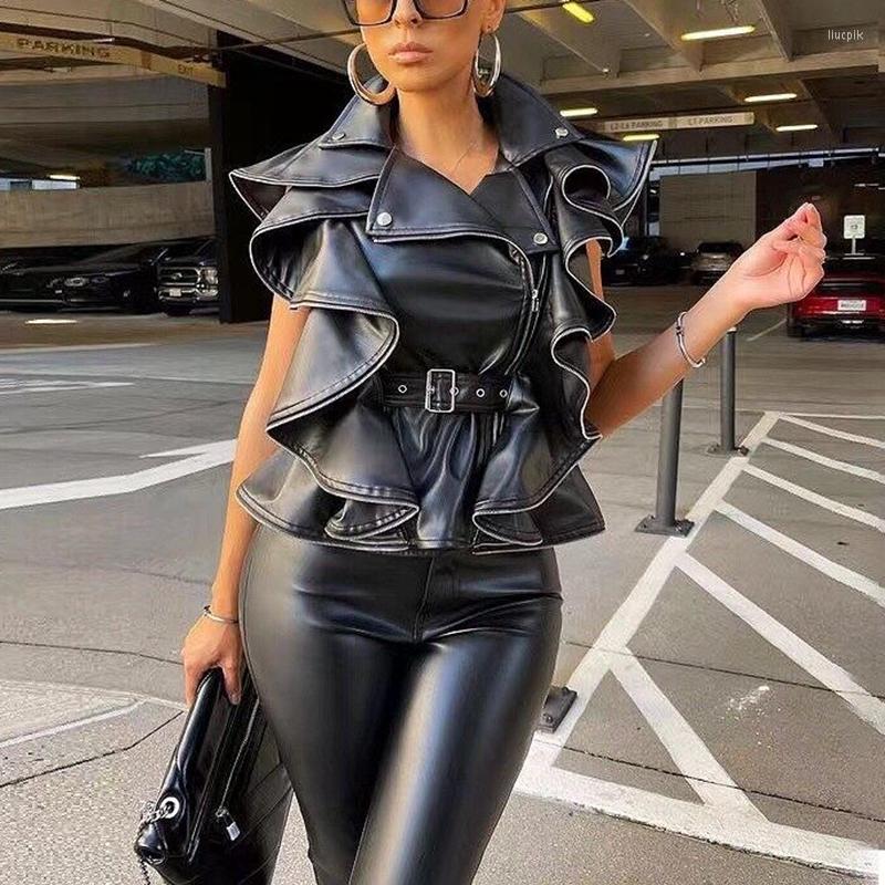 

Women' Leather Women Vest Sheepskin Jacket 2022 Fashion Natural Sleeveless H802, Black
