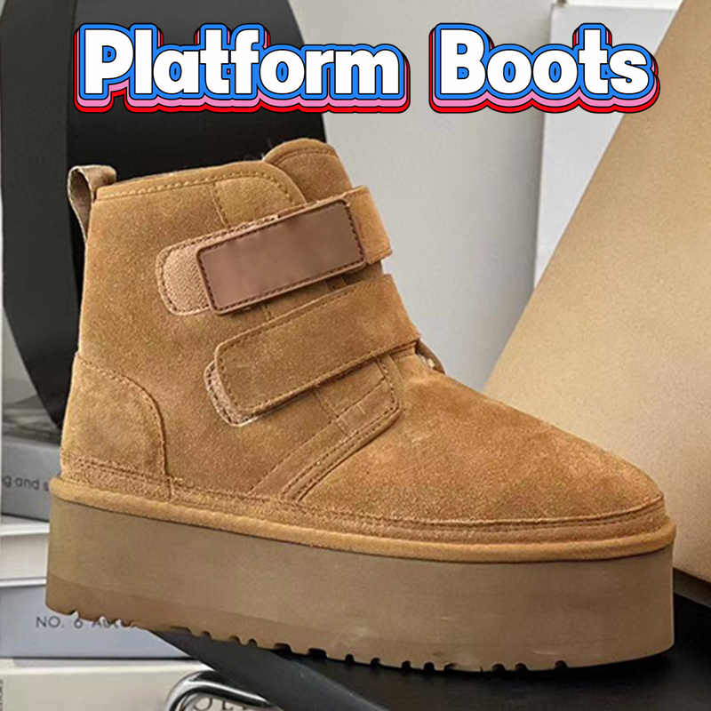 

Neumel Platform Zip Boots winter Snow Boot Women warm casual shoes Womens Australia Classic mini Ankle boot Chestnut lady Designer fur Suede Shearling wool booties, Bubble wrap packaging