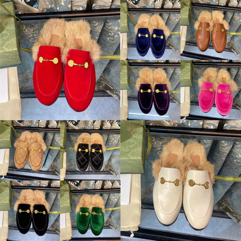 

2023 Slippers Men Women Winter Warm Fur Furry Plush Designer Slides Black Brown Fluffy Leather Casual Shoes Suede Wool Fashion Luxury Loafers Sandals, 16