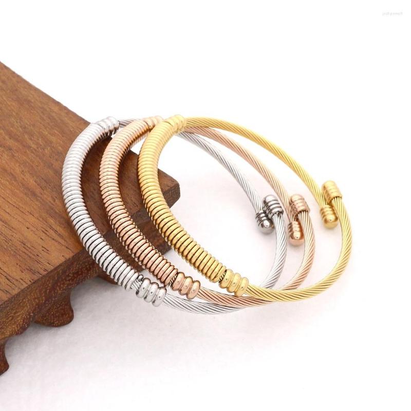 

Bangle JSBAO Fashion 3Pcs Set Trendy Bracelet Women Gold/Rose Gold/Silver Colour Stainless Steel Braided Wire Cuff