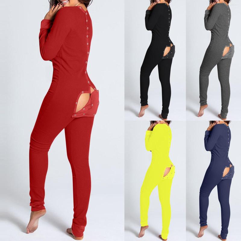 

Women' Jumpsuits Jumpsuit Lingerie Button-down Functional Buttoned Flap Adults Long Sleeve Home Suit Pajamas For Women Sleepwear, Navy