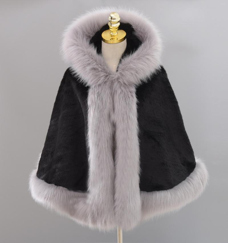 

Scarves QY102 Fashion Women Winter Clothing High Imitation Fur Wraps Ladies Cape Shawl Faux Cloak