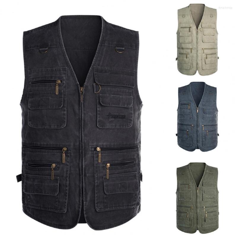 

Men's Vests Practical Warm V Neck Men Fishing Waistcoat Cotton Vest Jacket Sleeveless For Outdoor Activities, Khaki