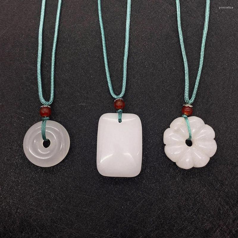 

Pendant Necklaces Fashion Natural Stone White Necklace Rectangle Flower Safety Buckle Jewelry Making Accessories