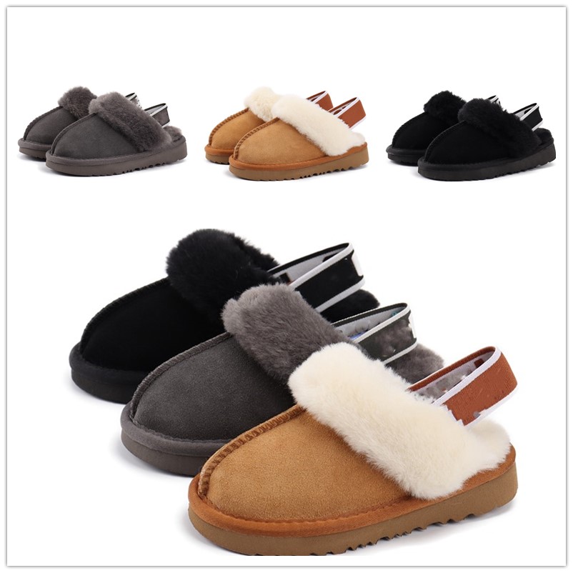 

kids shoes flite slippers Fluff Yeah Slide baby Australia Funkette Slip boys girls Sheepskin Suede children Platform Shearling Fur Lined Sandal Slide, Grey