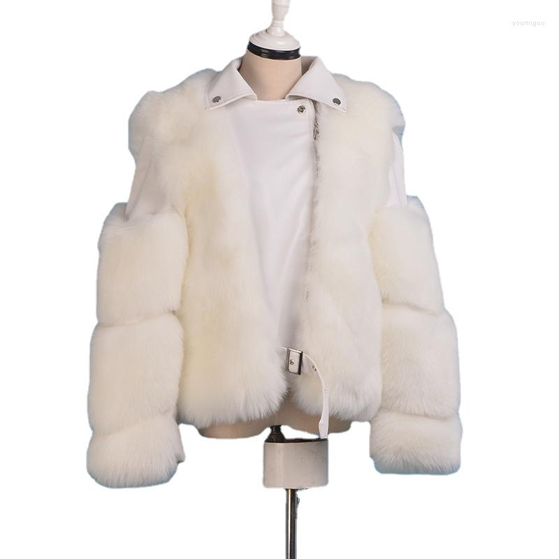

Women' Fur AL-641803624629 Winter Clothing Plus Size Full-leather Short And Slim Female Motorcycle Faux Coat, White