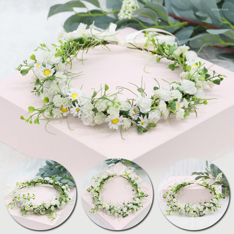 

Headpieces Artificial Flower Garland Wreath Headdress Band Hair Hoop Headband Bride Princess Crown Birthday Wedding Decoration