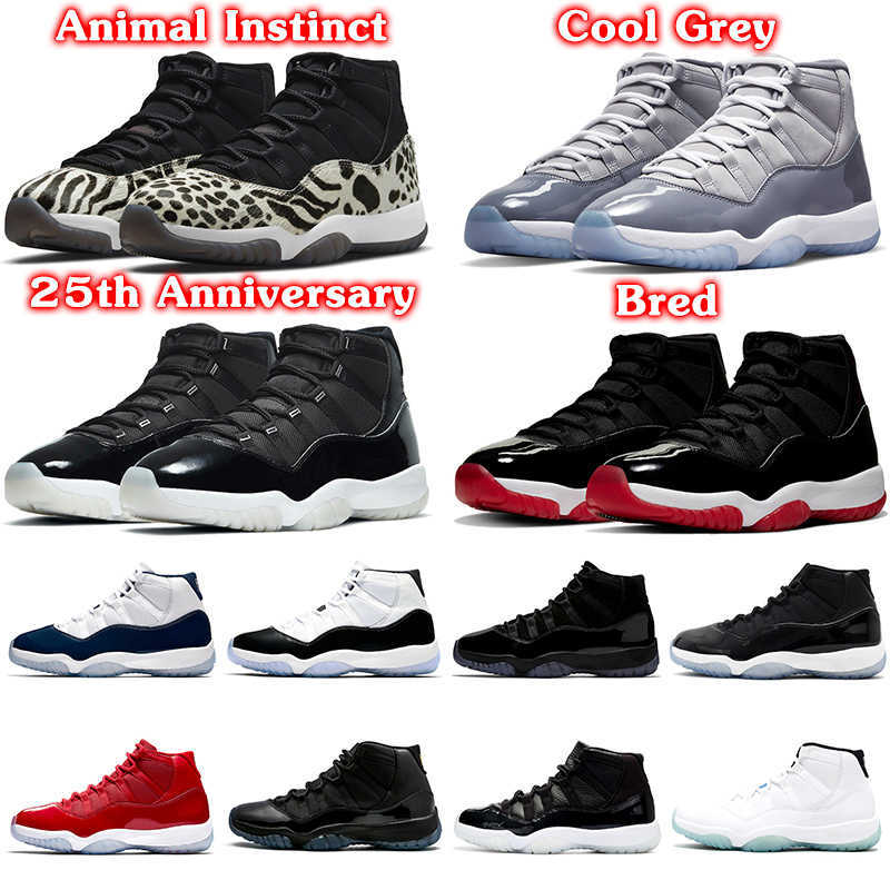 

Newest 11s Jumpman Basketball Shoes For Men Women 11 Cool Grey Animal Instinct Jubilee 25th Anniversary Bred Concord Cap and Gown Mens