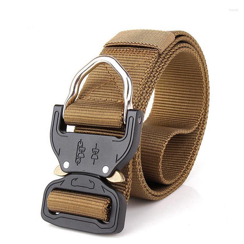 

Waist Support Men's Tactical Belts Nylon Outdoor Military Army Belt Adjustable Heavy Duty Training With Metal Buckle, Green