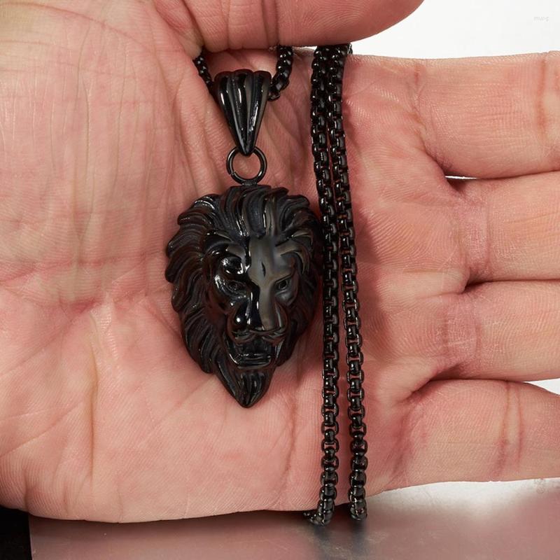 

Pendant Necklaces Lion Necklace For Men Women 316L Stainless Steel W/ Chain Black Fashion Jewelry Wholesale Dropship