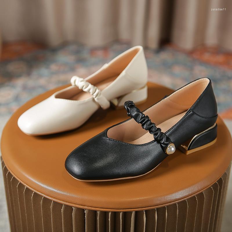 

Dress Shoes Big Size Fashion Lady Elegant Shallow Pumps Casual Low Heels Women Office Solid Mary Janes Woman Dressing, Black