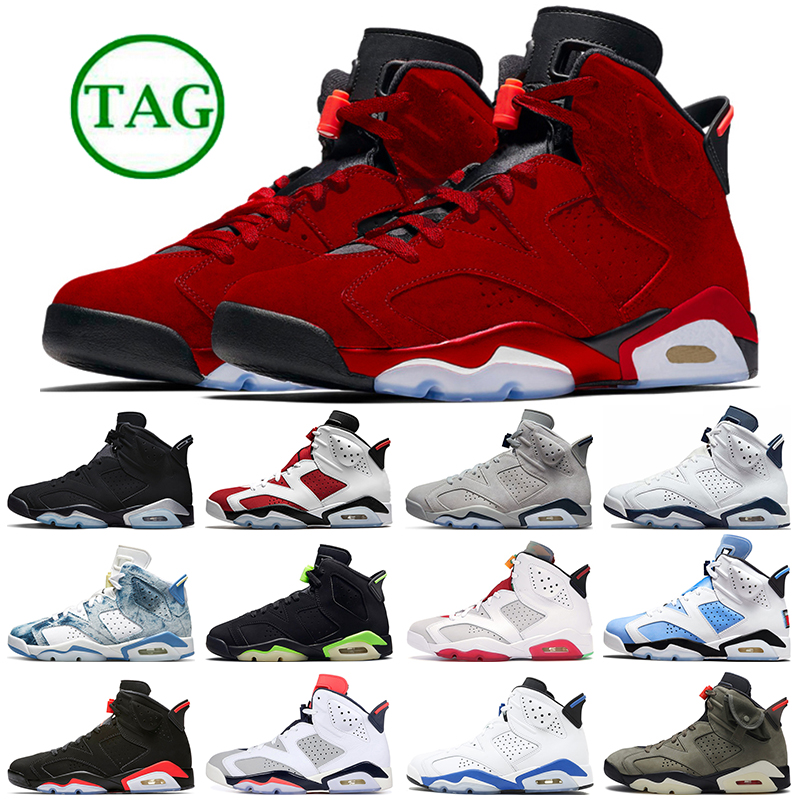 

OG 6 Toro Men Basketball Shoes Jumpman 6s Sneakers Georgetown Red Oreo Midnight Navy Acid Wash Denim Hare UNC sports trainers, Bordeaux