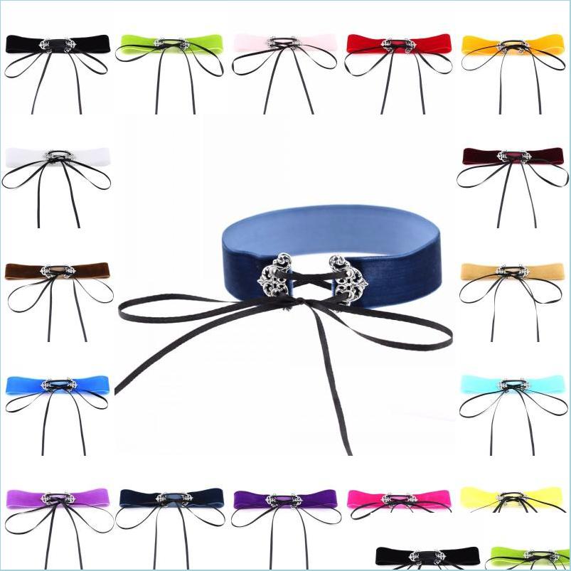 

Chokers Colorf Veet Choker Necklaces Fashion Chic Gothic Chocker Vintage Sier Hollow Statement Necklace For Women Jewelry Gift Drop Dhesx