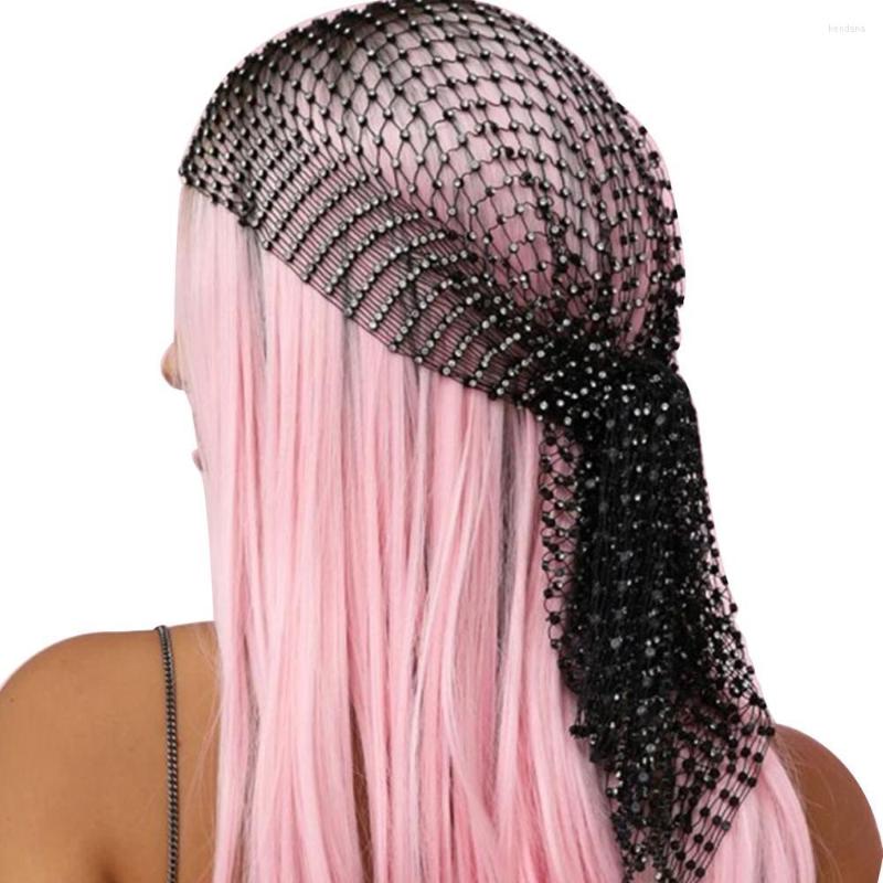 

Hair Clips StoneFans Crystal Net Head Wrap Scarf For Women Mesh Accessories Bling Fashion Rhinestone Headpiece Turban Hat Cap