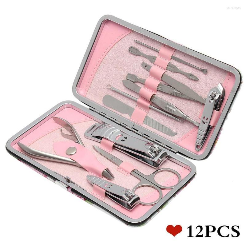 

Nail Art Kits 12pcs Stainless Steel Clipper Cutter Trimmer Ear Pick Grooming Kit Manicure Pedicure Scissor Tweezer Tools Set