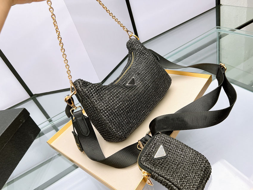 

Designer shoulder bag crossbody nylon the chain package big small size zipper triangular mark Hobo bag, Gold