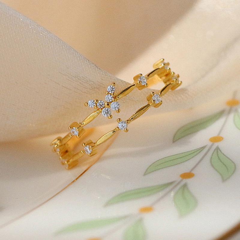 

Cluster Rings Dainty Butterfly Ring For Women Korean Fashion Thin Adjustable Crystal Gold Color Accessories Jewelry Wholesale KAR364